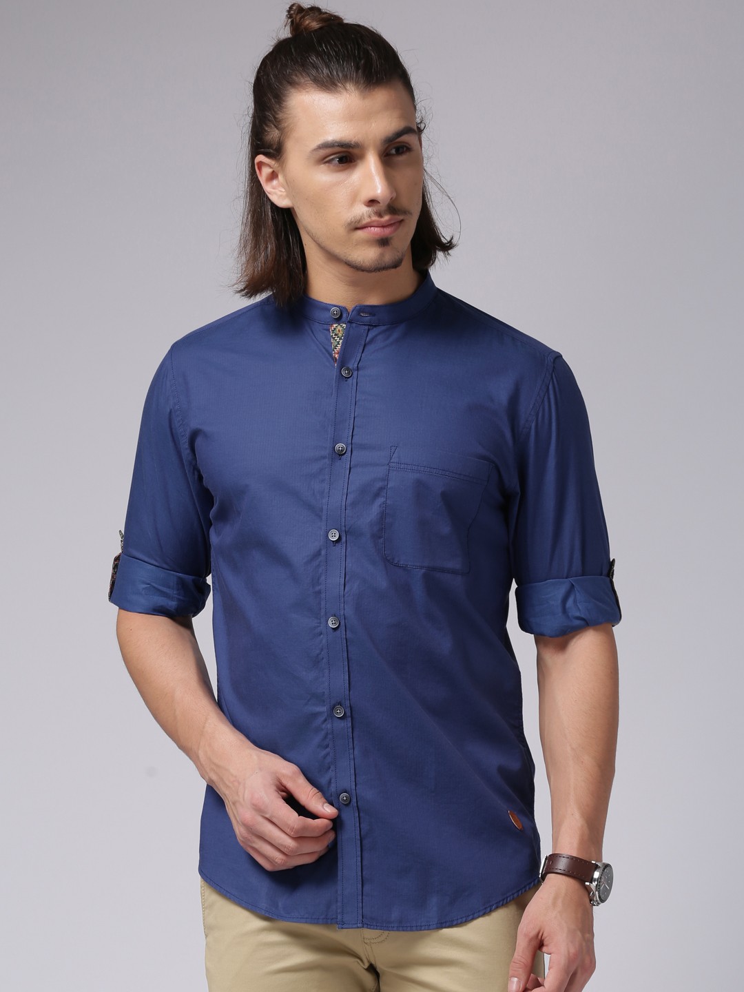 

True Blue Men Blue Regular Fit Solid Casual Shirt