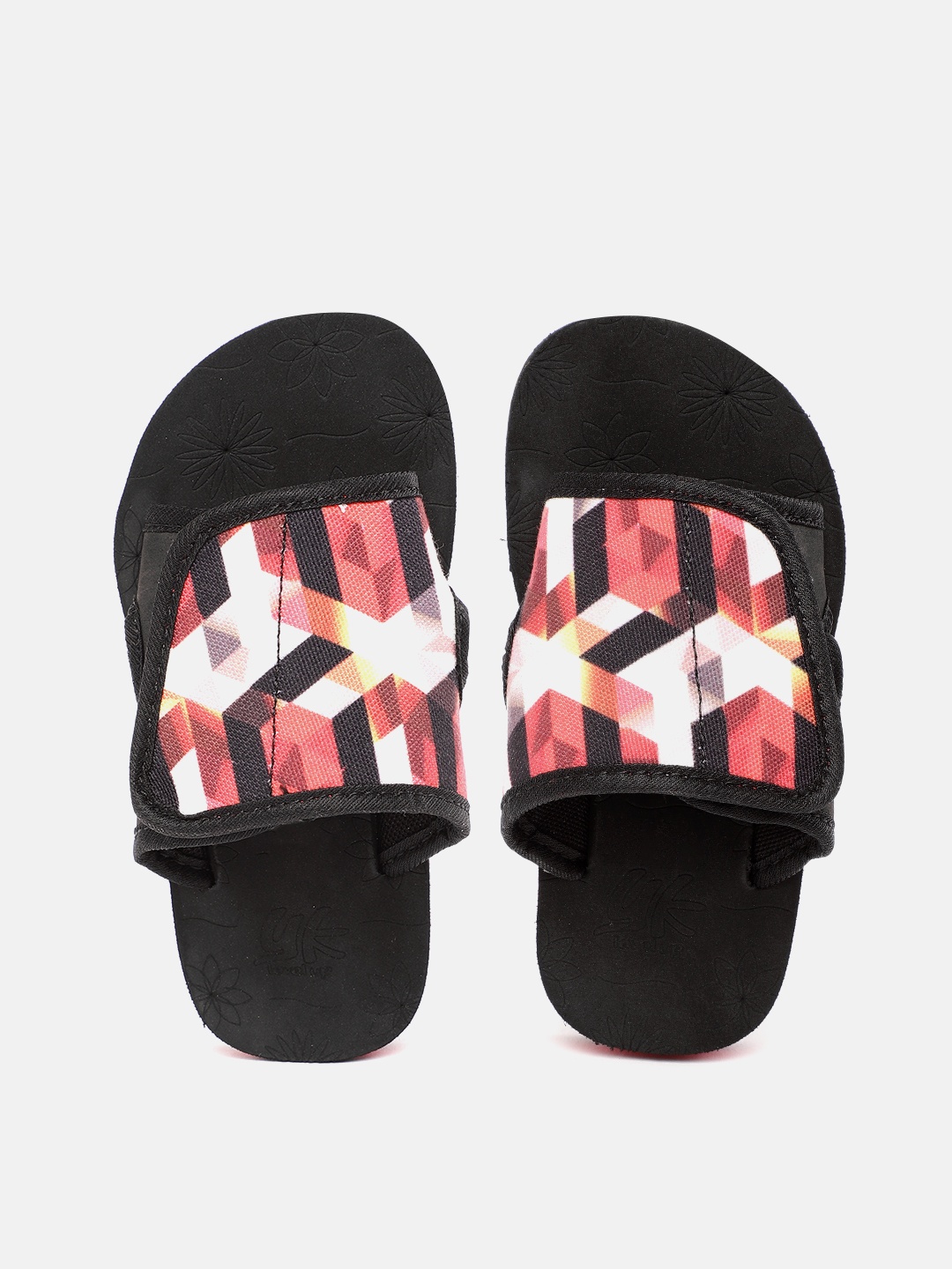 

YK Girls Red & Black Geometric Print Sliders