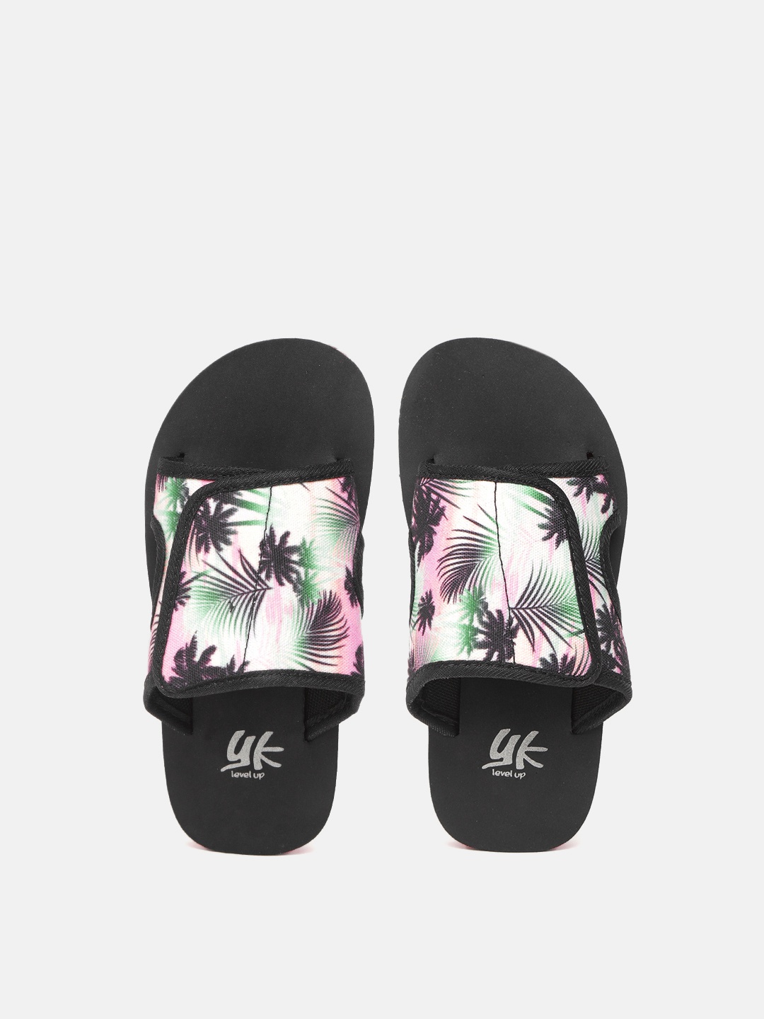 

YK Boys White & Black Tropical Printed Sliders