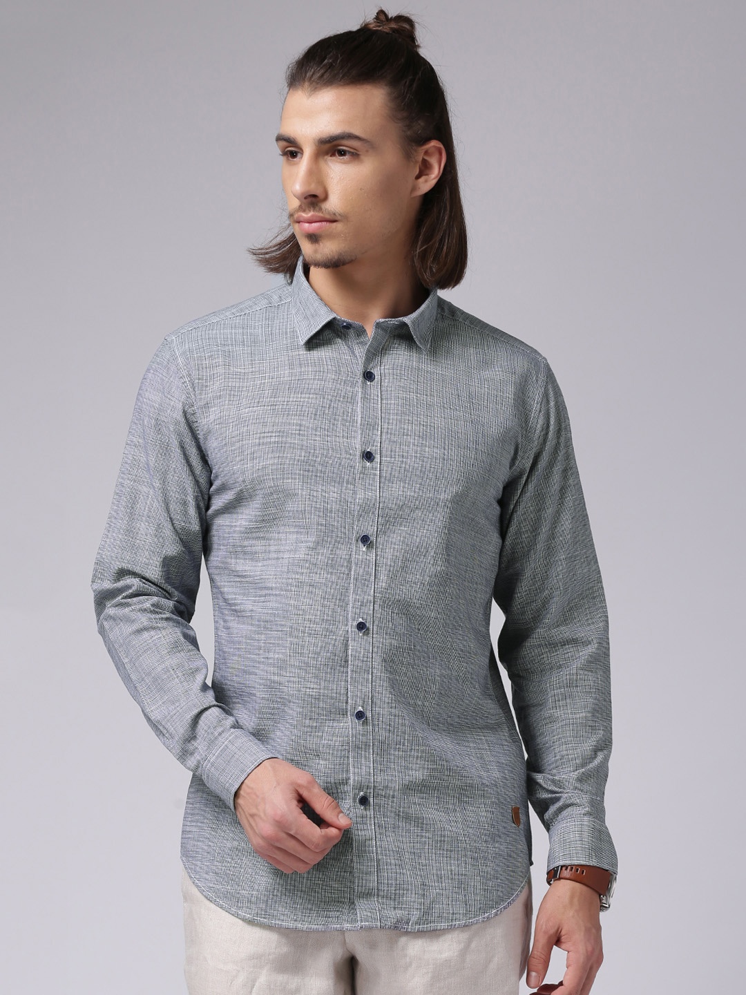 

True Blue Men Navy & White Regular Fit Casual Shirt, Navy blue