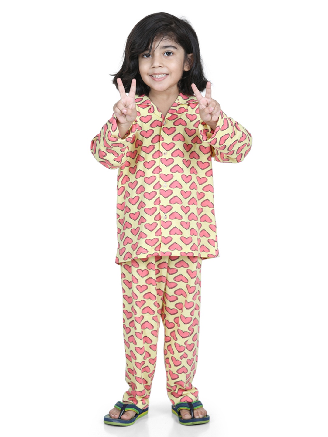 

Aj DEZInES Boys Yellow & Pink Printed Night Suit