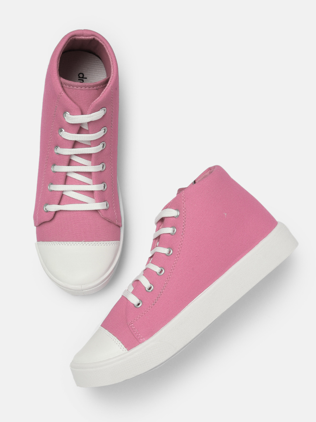 

DressBerry Women Pink Solid Mid-Top Sneakers
