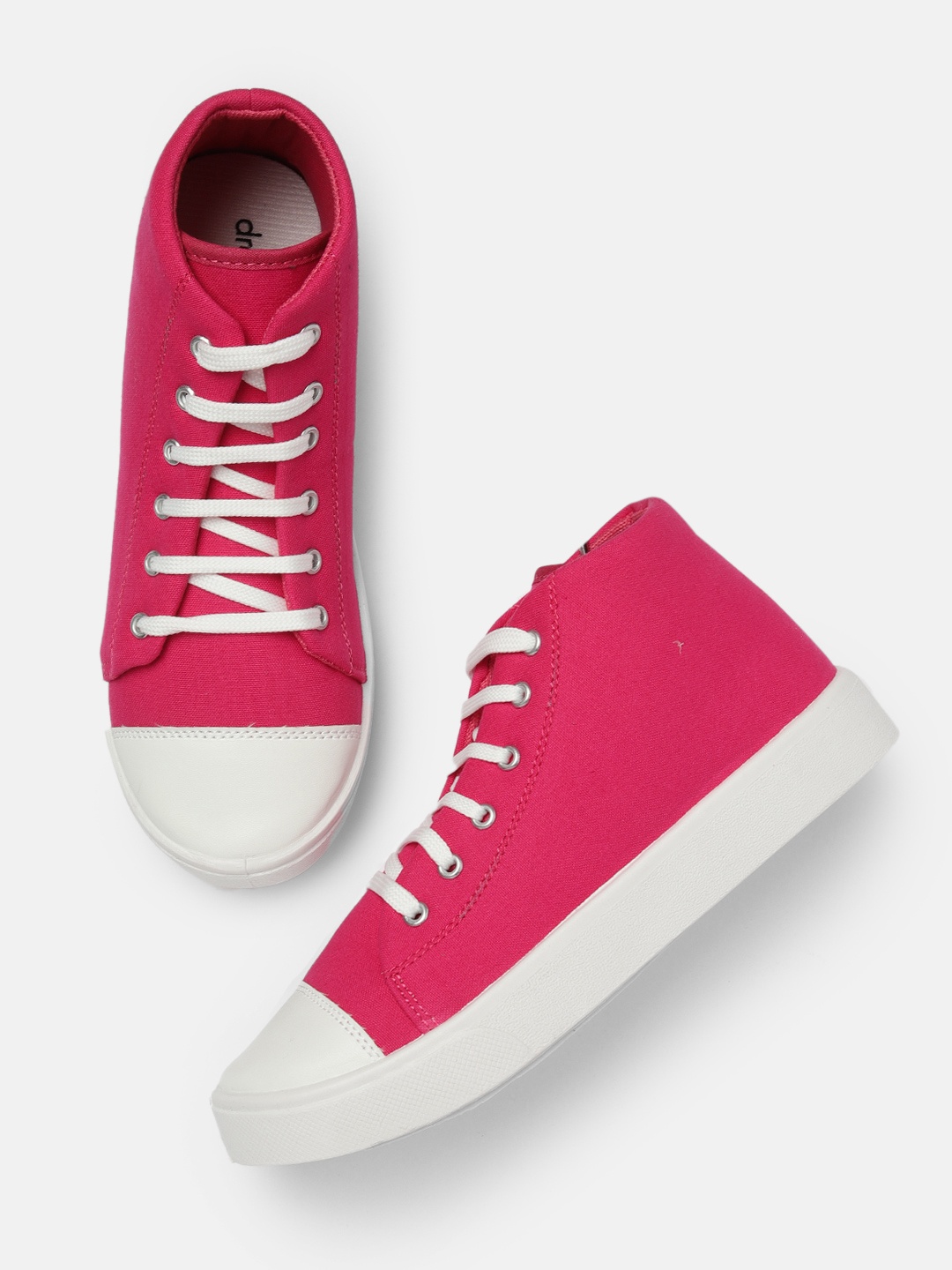 

DressBerry Women Pink Solid Mid-Top Sneakers