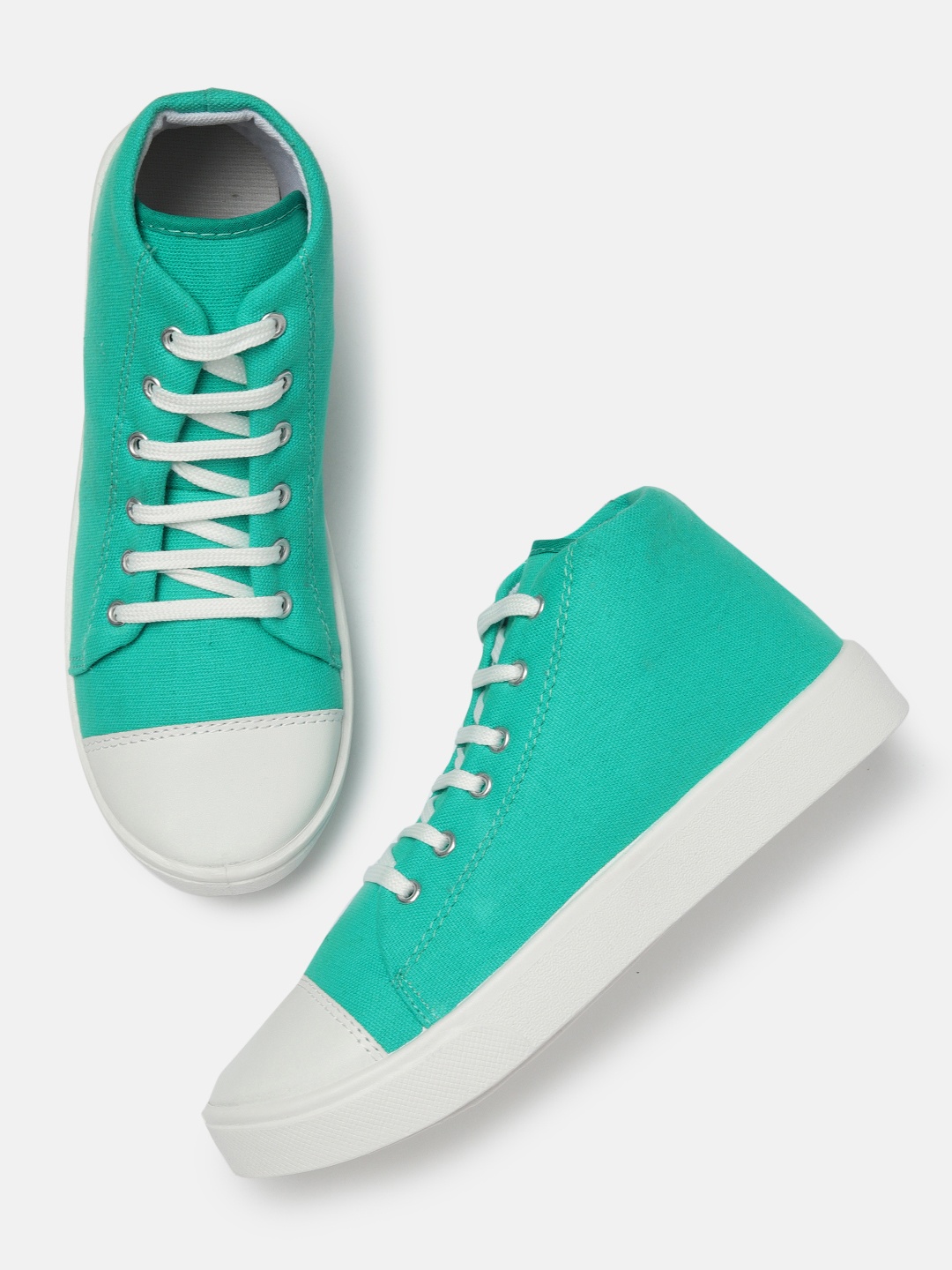 

DressBerry Women Green Solid Mid-Top Sneakers