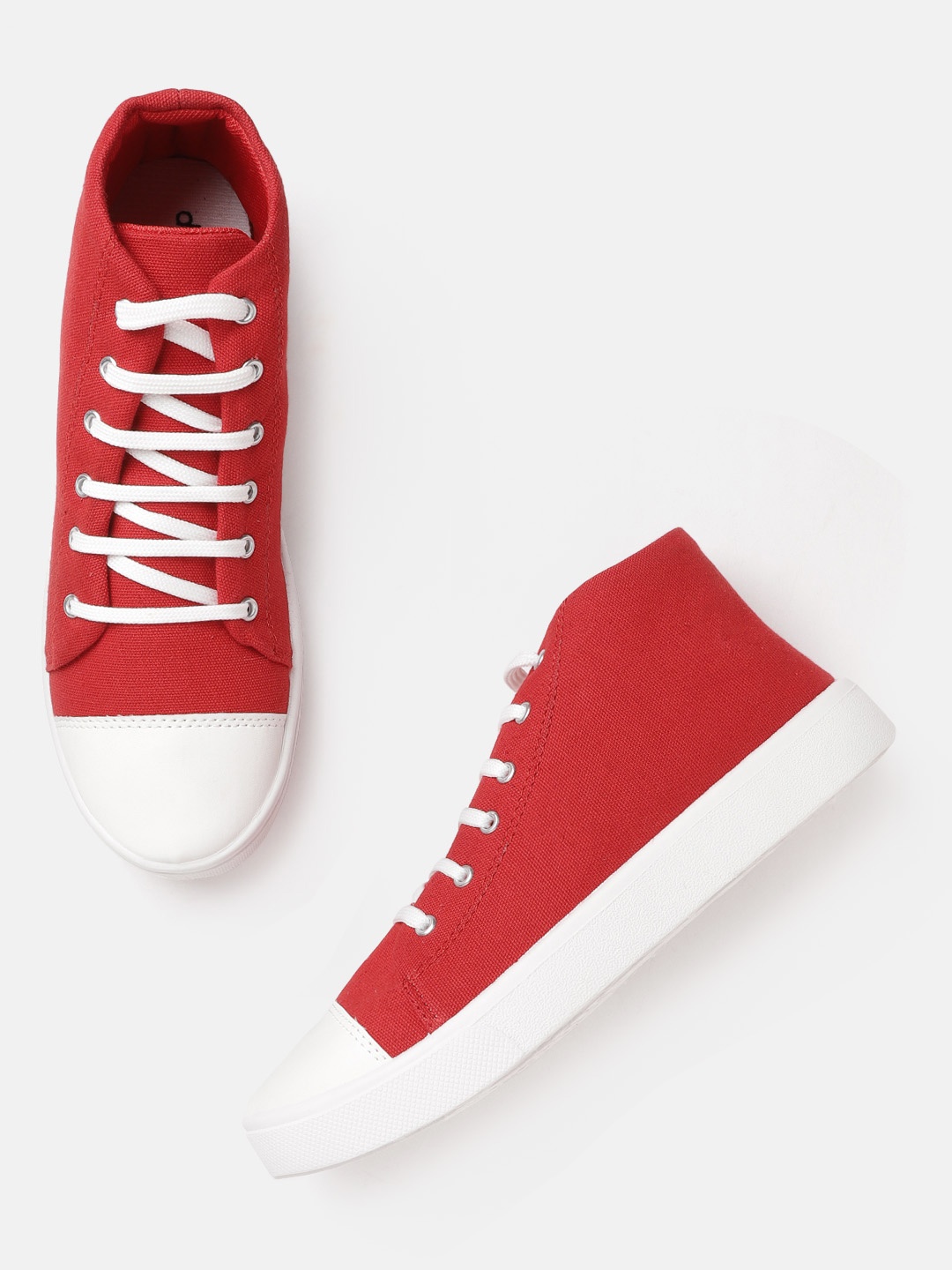 

DressBerry Women Red Solid Mid-Top Sneakers