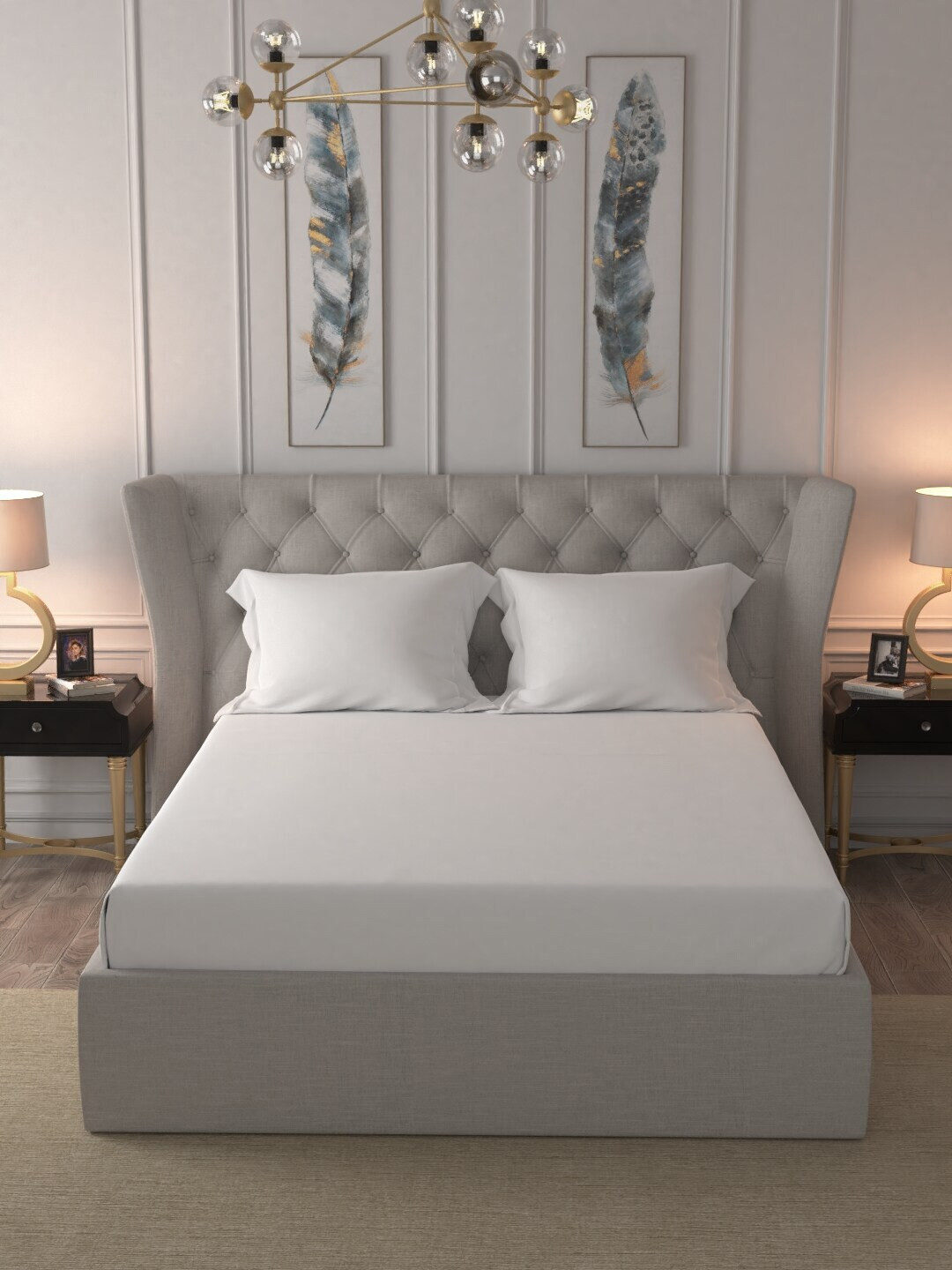 

BLUE DAHLIA White Solid 400 TC Single Bedsheet with 1 Pillow Covers