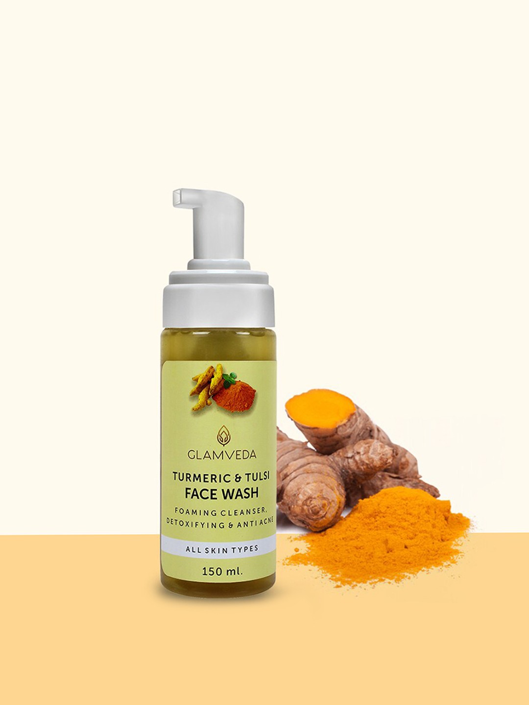 

GLAMVEDA Turmeric & Tulsi Detoxifying & Anti Acne Face Wash - 150 ml, Yellow