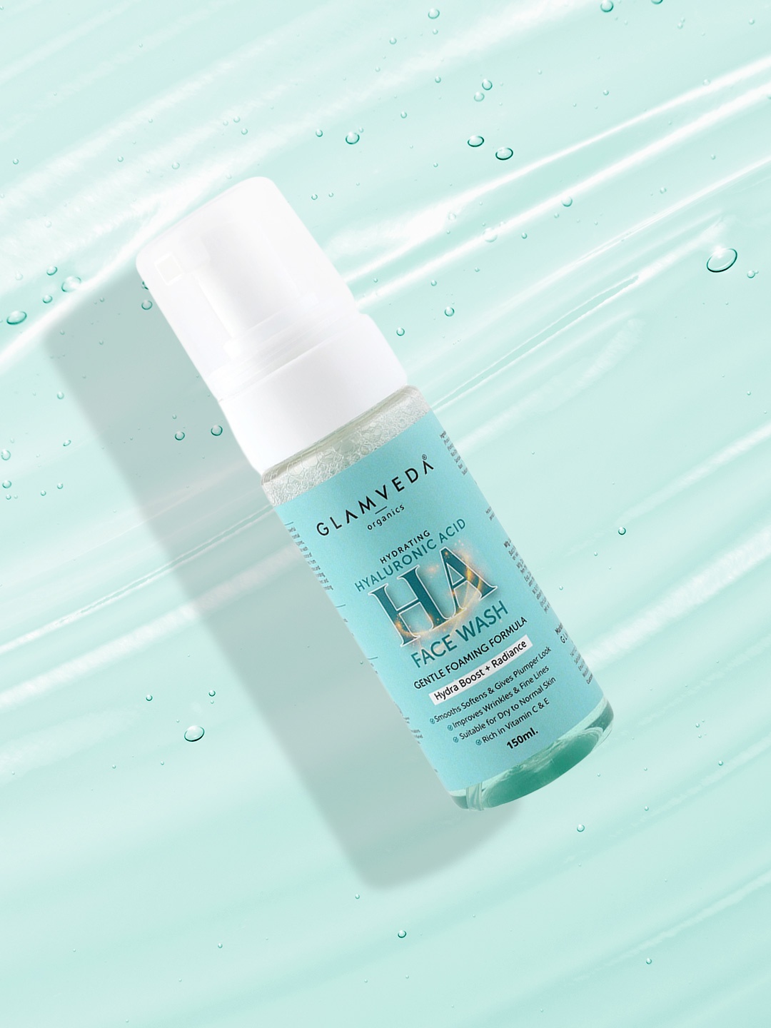 

GLAMVEDA Hydra Boost Hyaluronic Acid Foaming Face Wash 150 ml, Blue