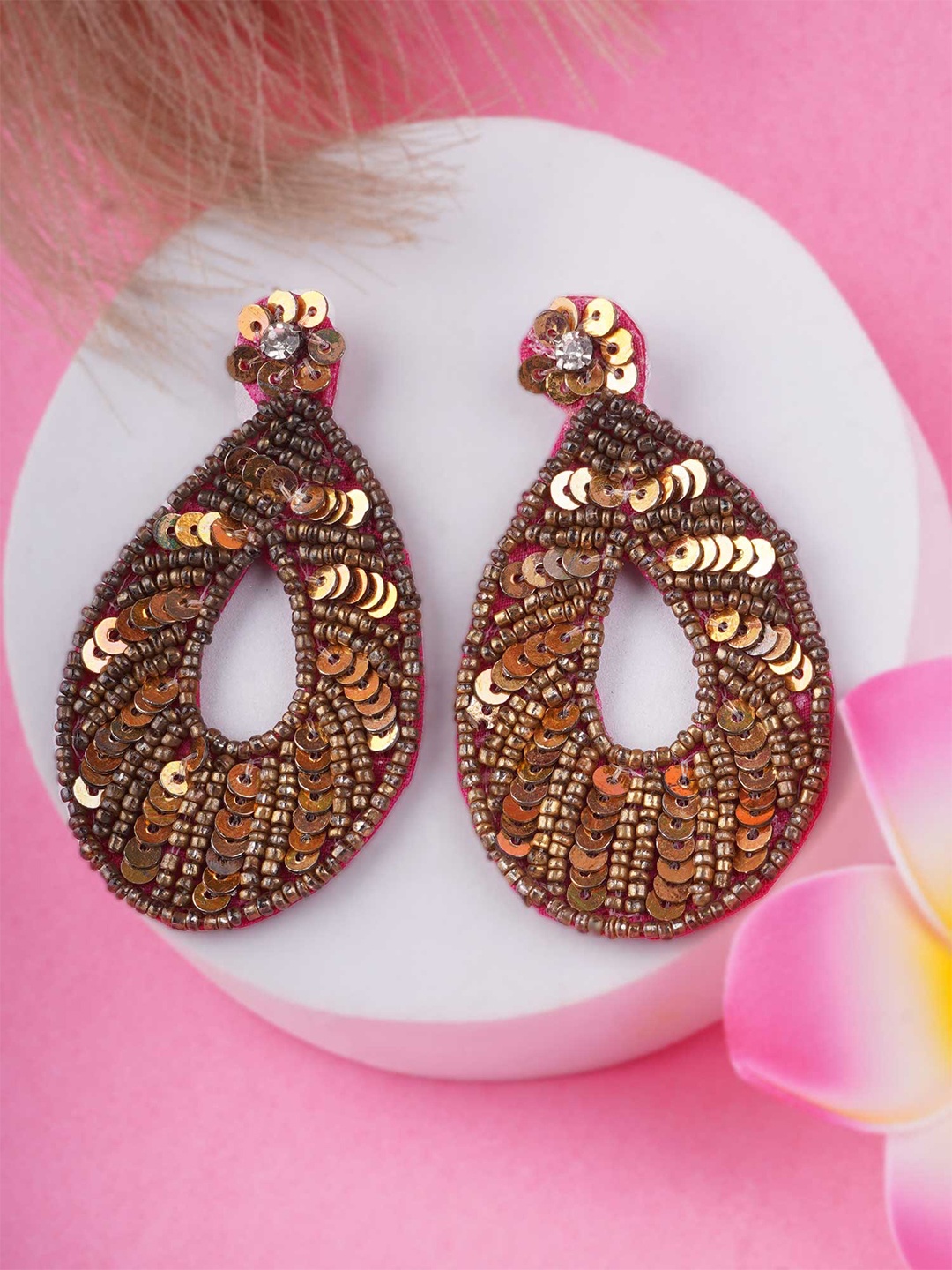 

Adwitiya Collection Multicoloured Teardrop Shaped Drop Earrings, Multi