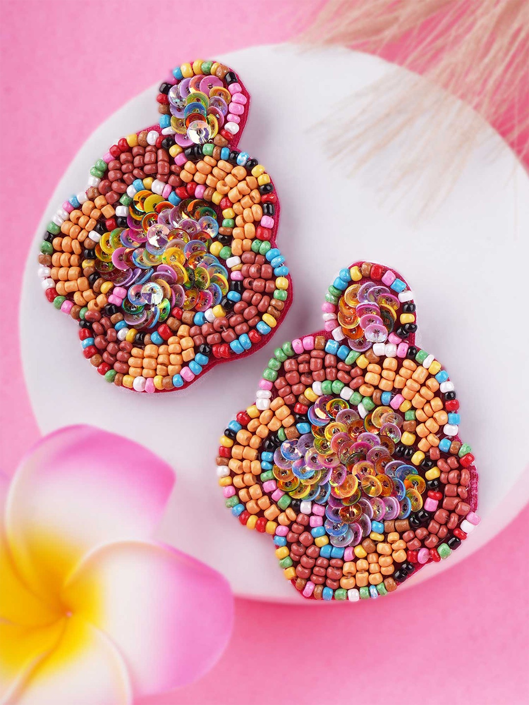 

Adwitiya Collection Multicoloured Contemporary Drop Earrings, Multi