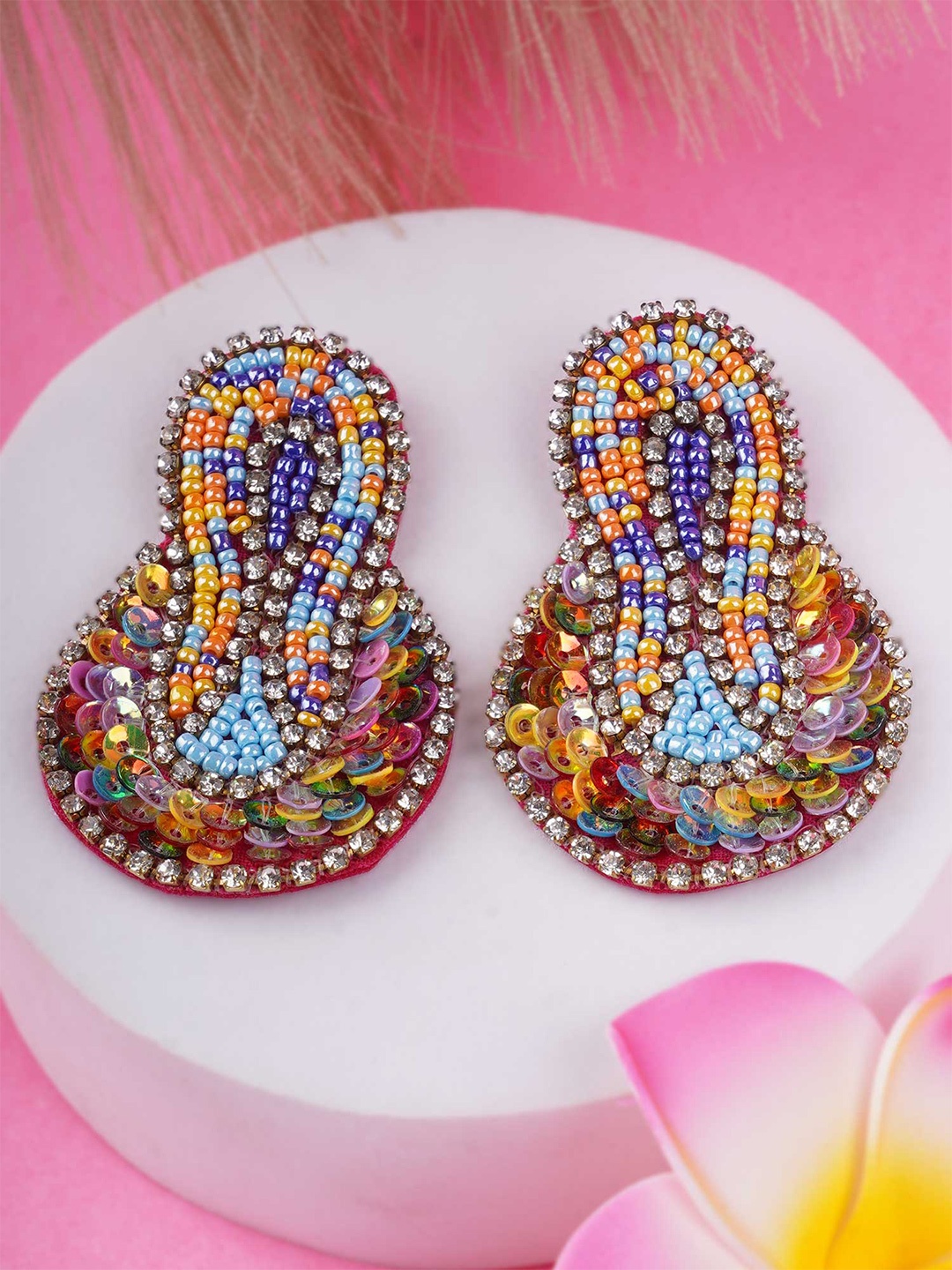 

Adwitiya Collection Multicoloured Contemporary Drop Earrings, Multi