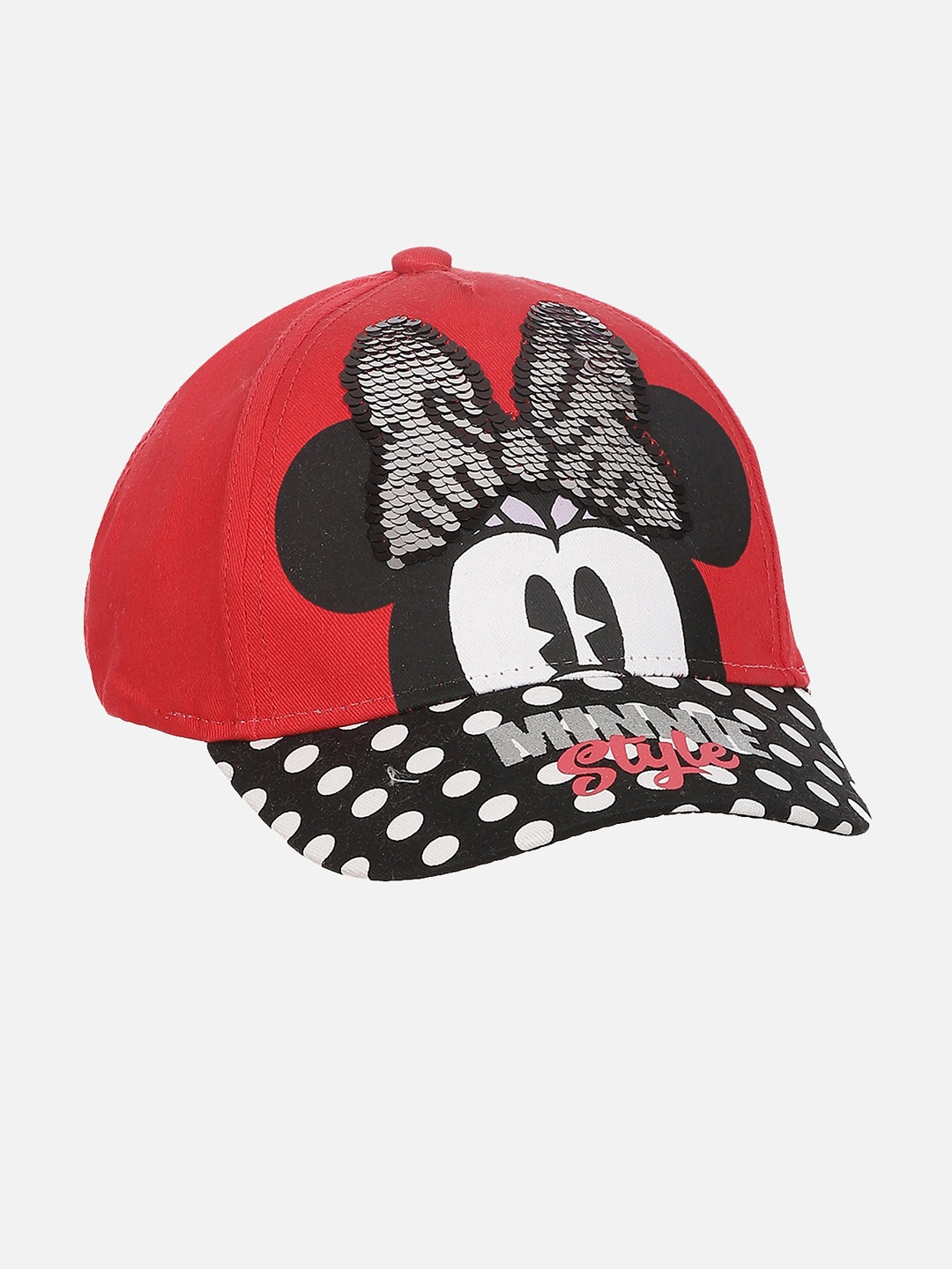 

Kids Ville Girls Red & Black Minnie Mouse Printed Baseball Cap