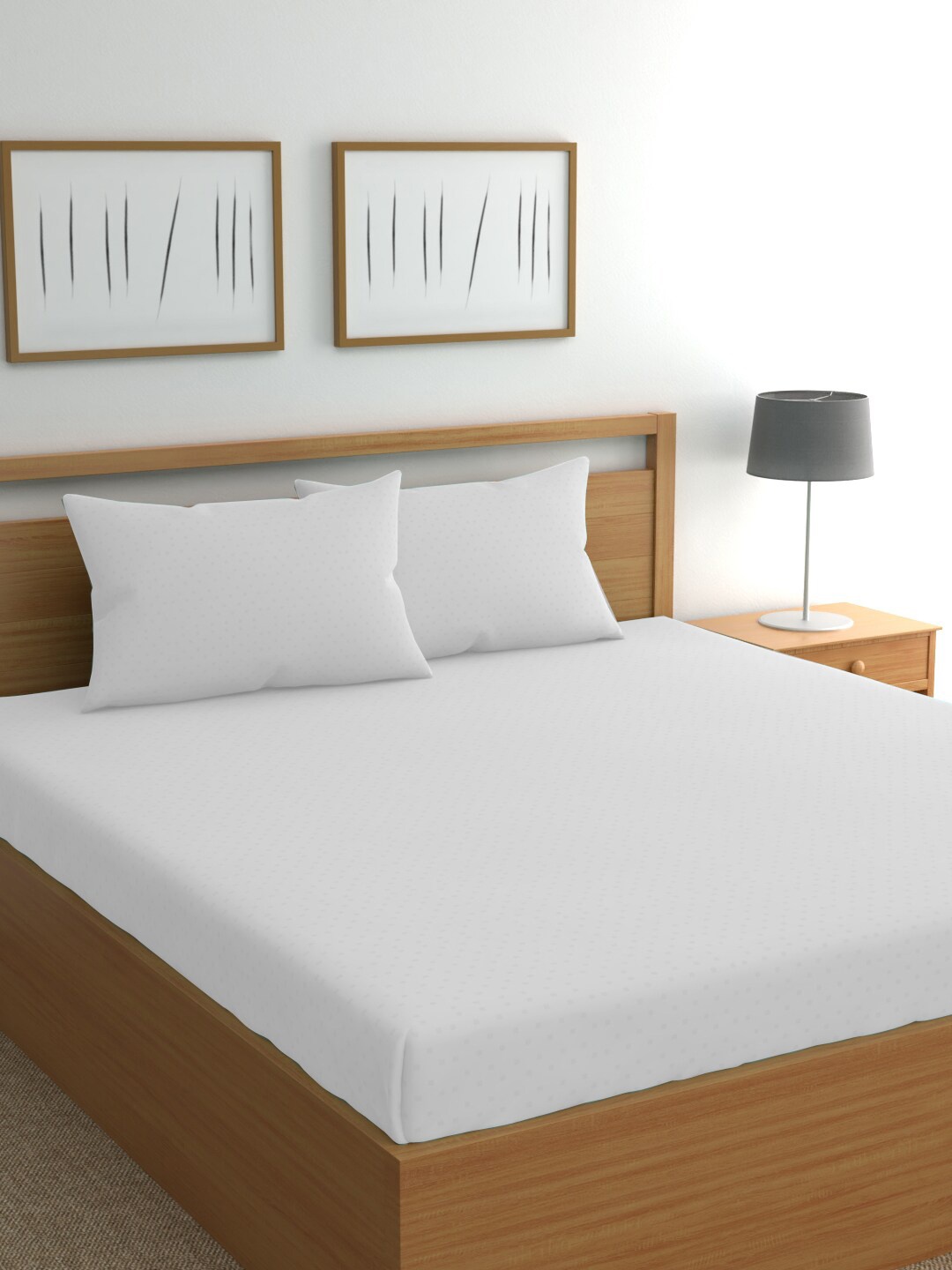 

BLUE DAHLIA White 300 TC King Bedsheet with 2 Pillow Covers