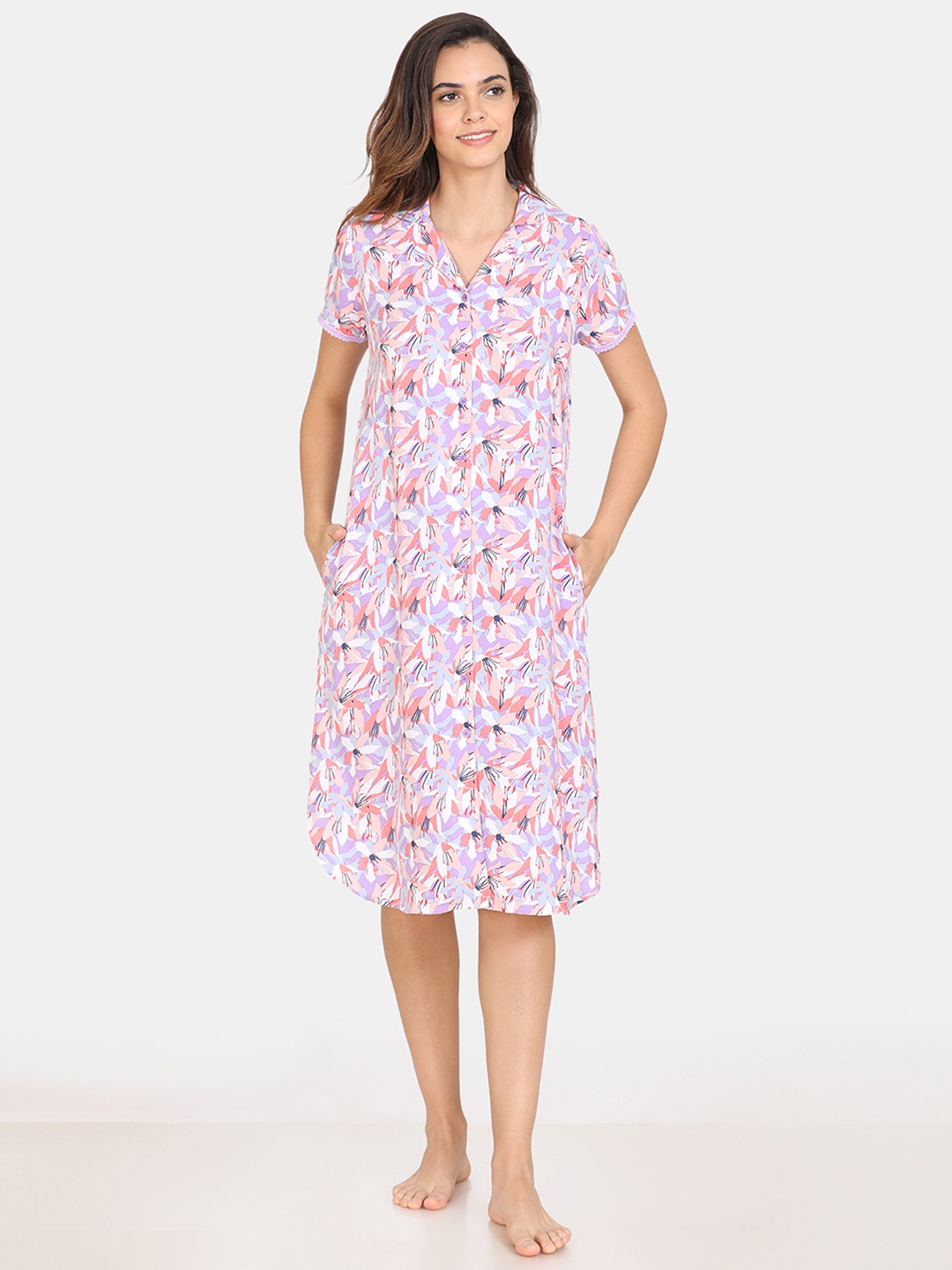 

Zivame Purple Printed Nightdress