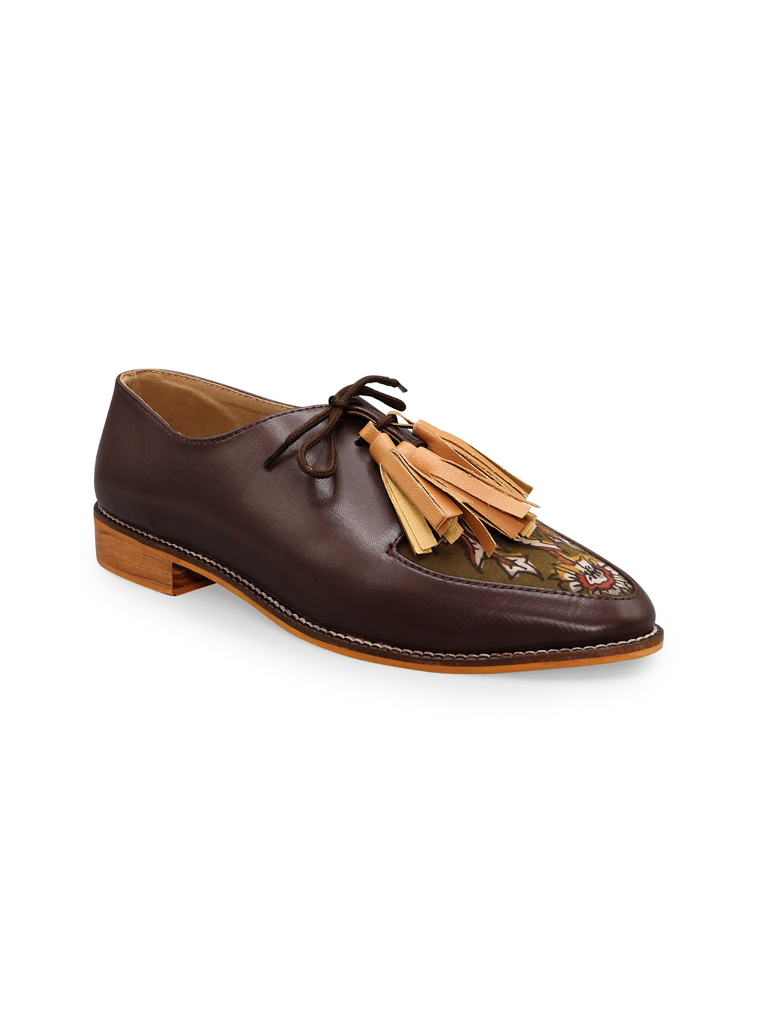 

Kanvas Women Brown Printed Tassel Brogues
