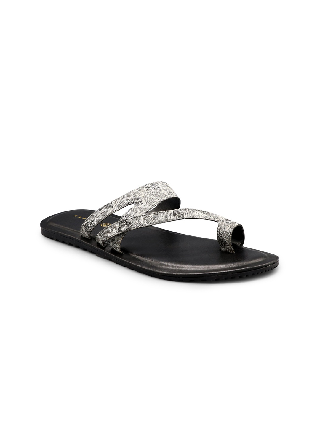 

Kanvas Men Grey Printed Comfort Sandals