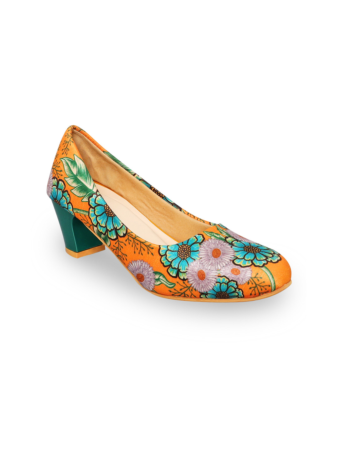 

Kanvas Multicoloured Printed Block Pumps, Multi