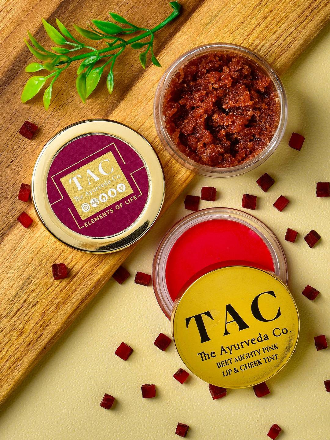 

TAC - The Ayurveda Co. Beetroot Lip And Cheek Tint, Lip Scrub for Dark, Dry & Chapped Lips, Maroon
