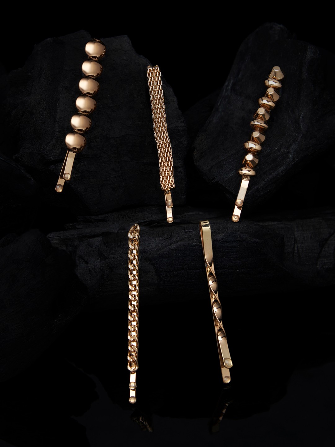 

AMI Women Gold Set of 5 Bobby Pins