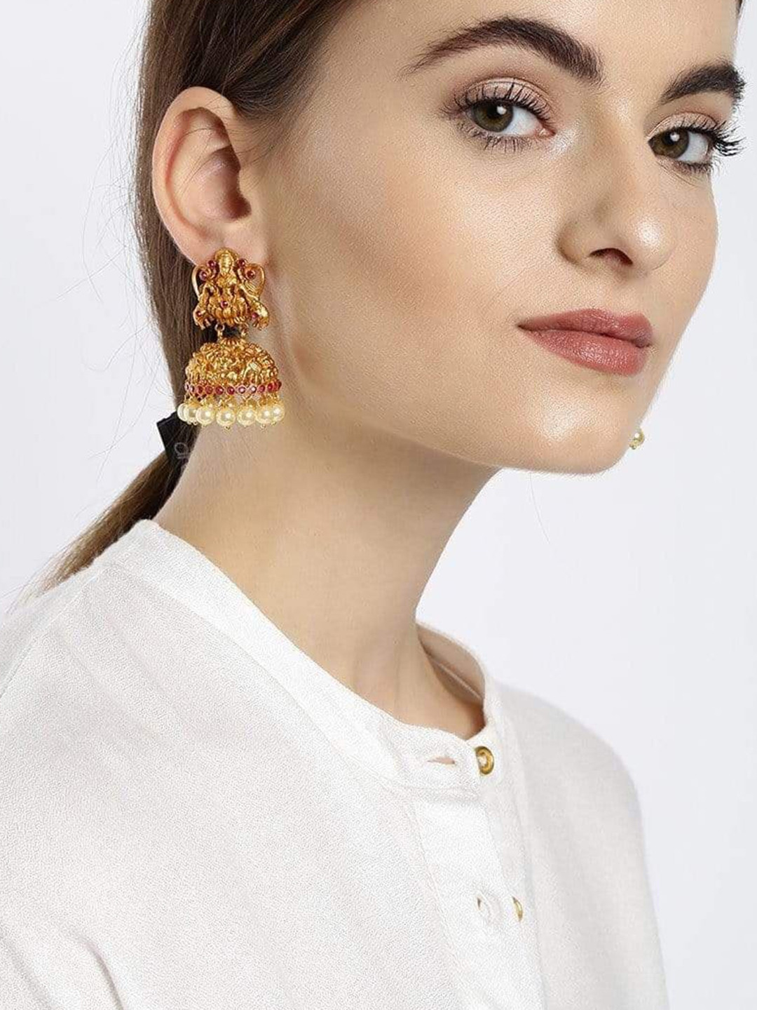 

Rubans Gold-Toned Contemporary Jhumkas Earrings