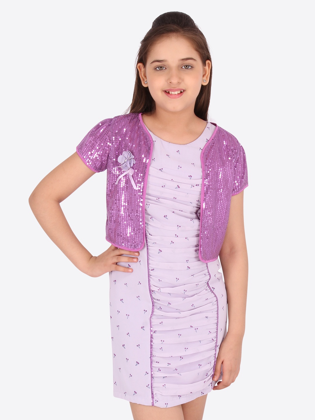 

CUTECUMBER Purple Georgette Sheath Dress