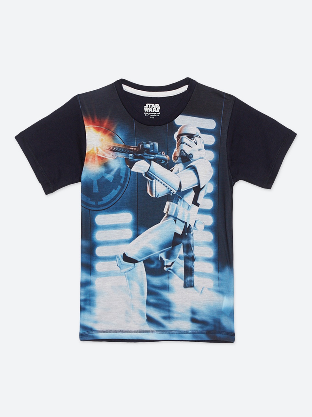 

Kids Ville Boys Navy Blue Star Wars Printed Cotton Pure Cotton T-shirt