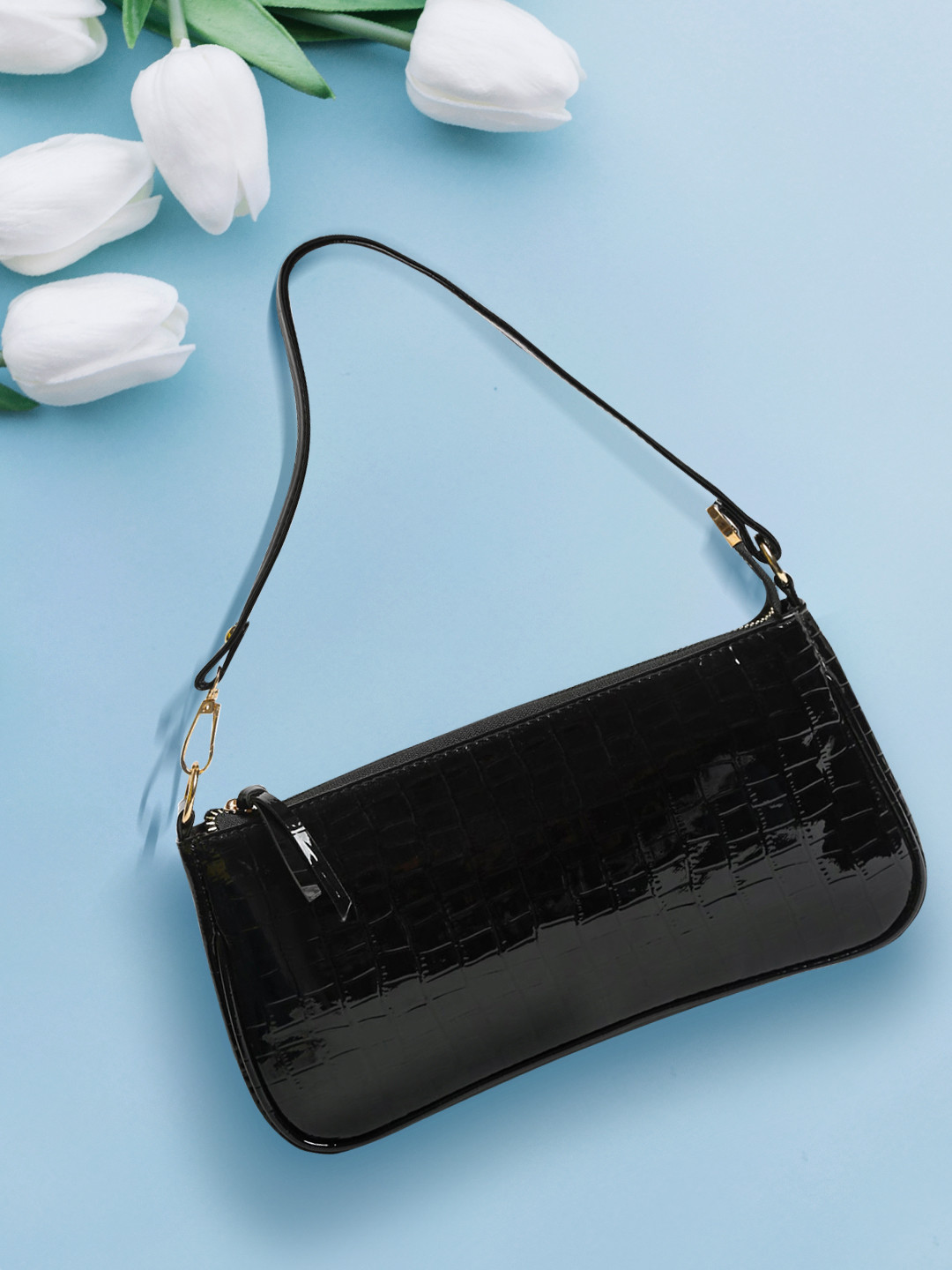 

Apsis Black Textured Structured Handheld Bag