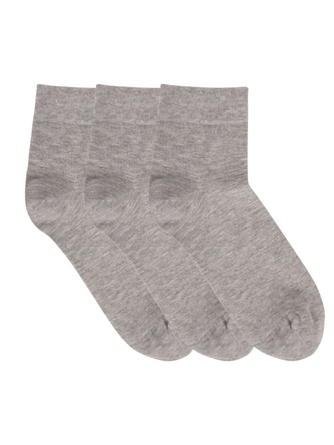 

N2S NEXT2SKIN Men Pack Of 3 Grey Melange Solid Combed Cotton Ankle-Length Socks