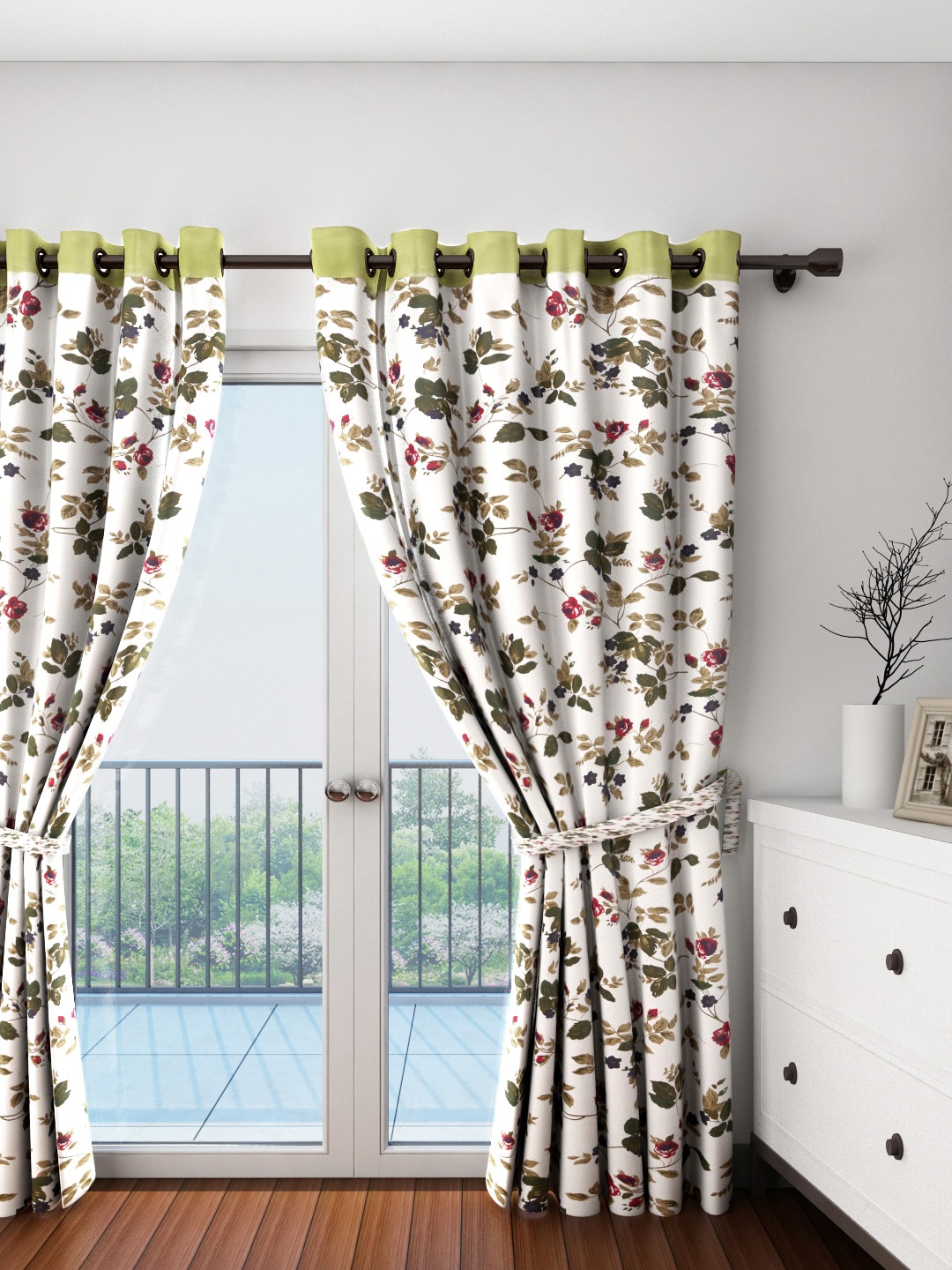 

SWAYAM Off-White & Brown Single Printed Door Curtain