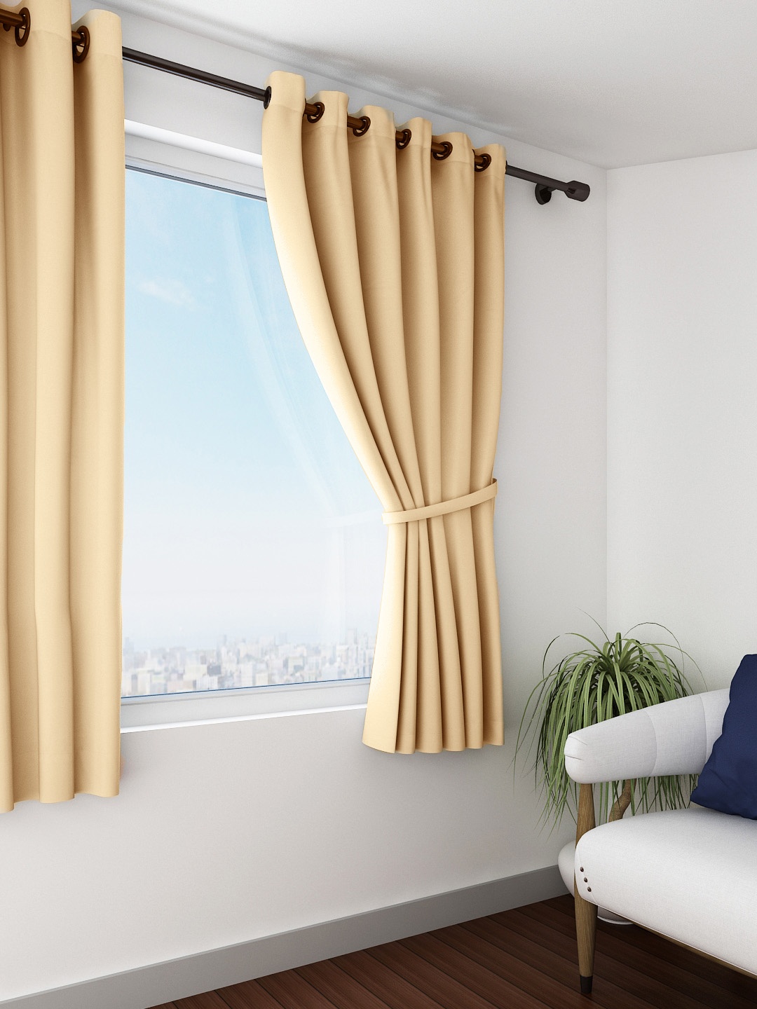 

SWAYAM Beige Single Blackout Window Curtain