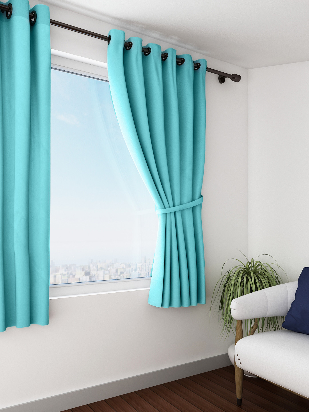 

SWAYAM Turquoise Blue Single Blackout Window Curtain