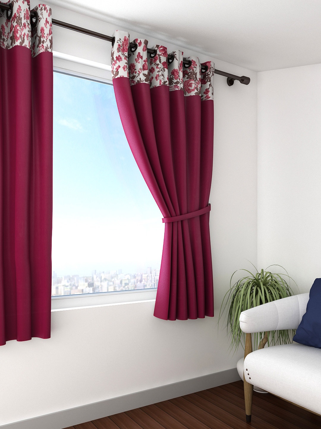 

SWAYAM Burgundy Single Window Curtain