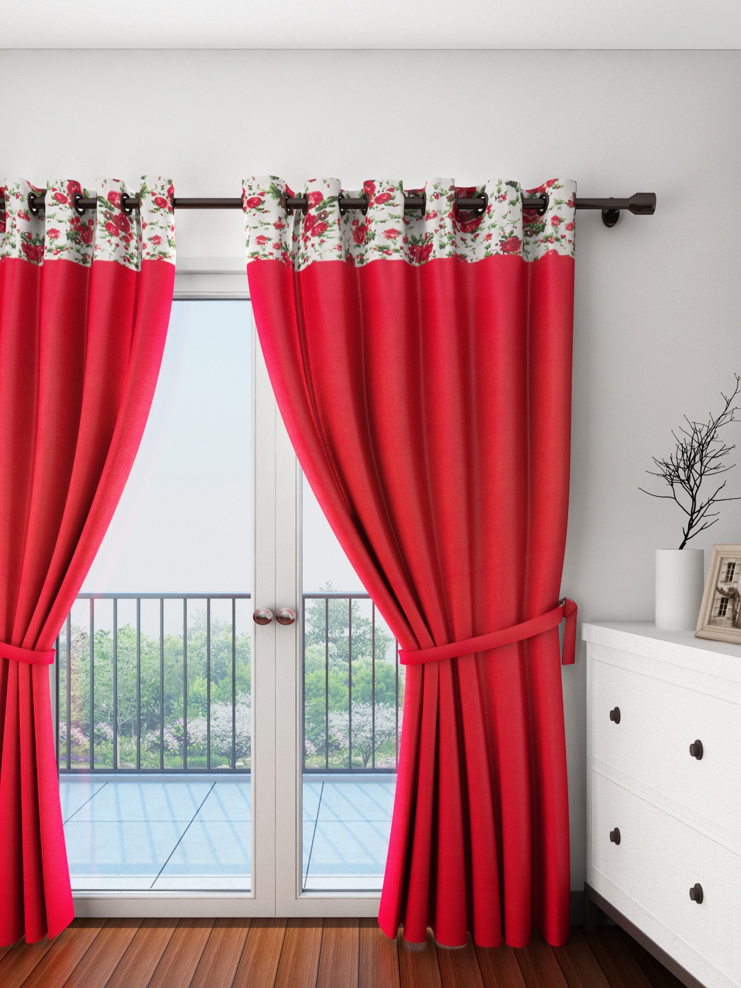 

SWAYAM Red Single Door Curtain