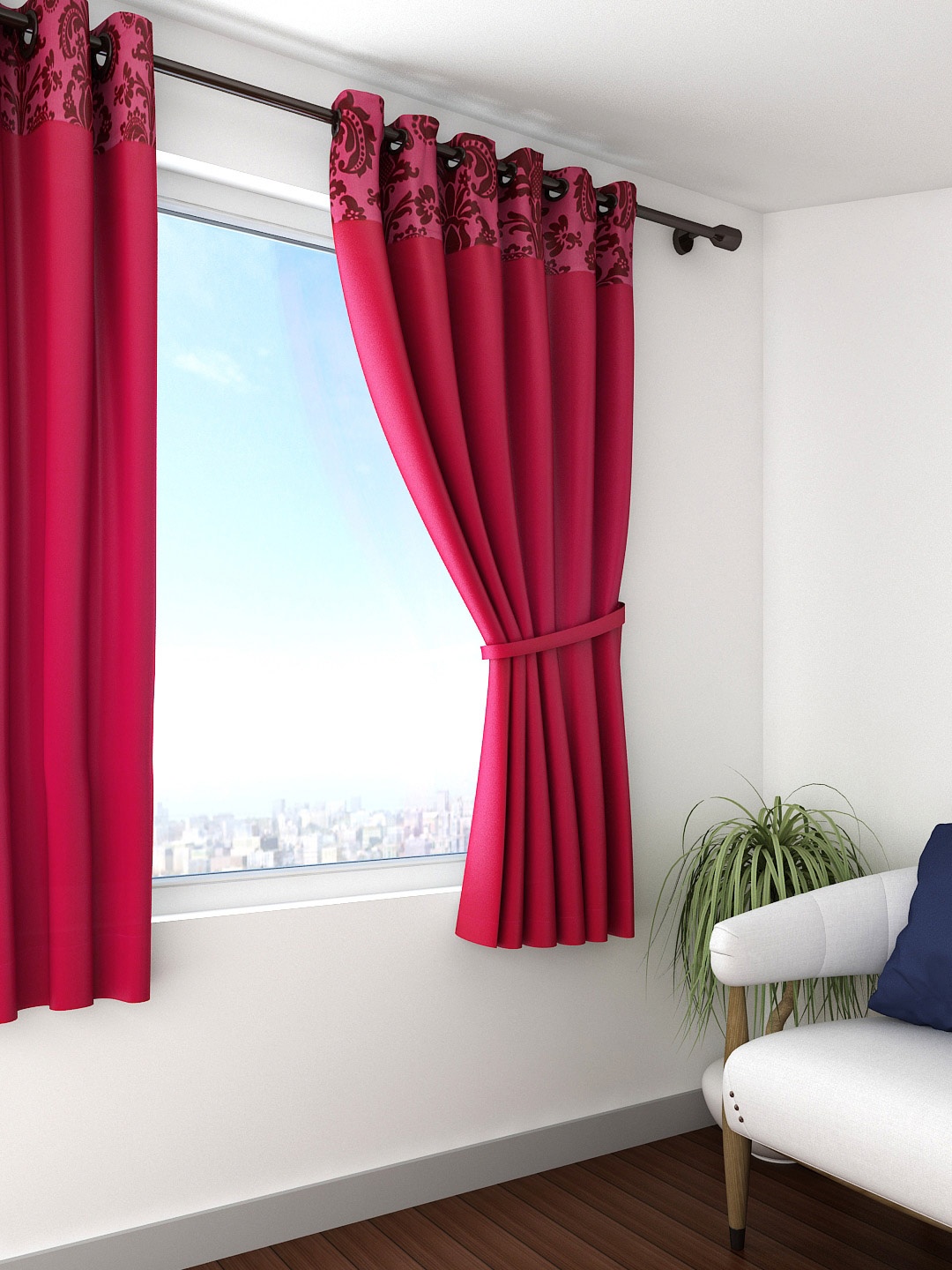 

SWAYAM Pink Single Window Curtain