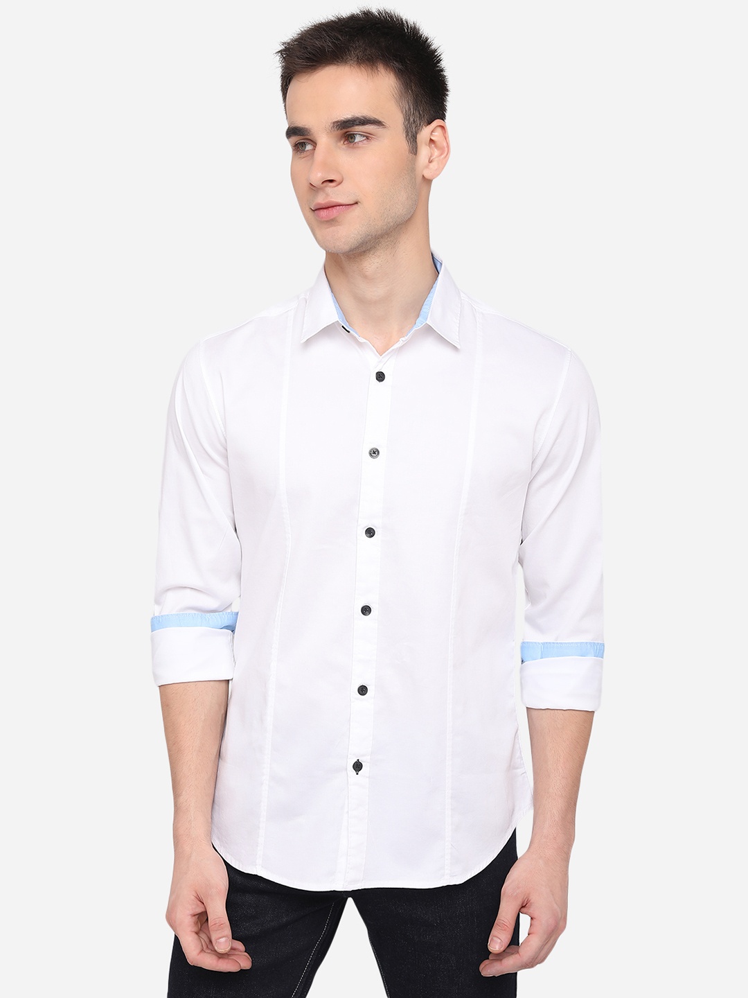 

Greenfibre Men Slim Fit Printed Casual Shirt, White