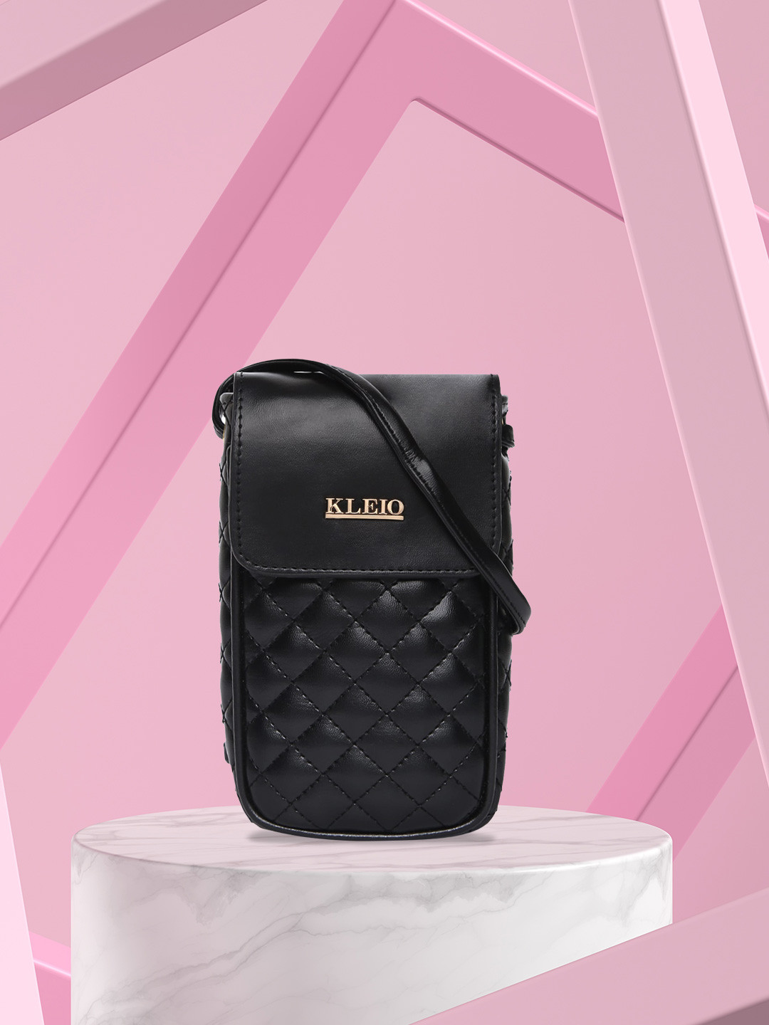 

KLEIO Black Structured Sling Bag with Quilted