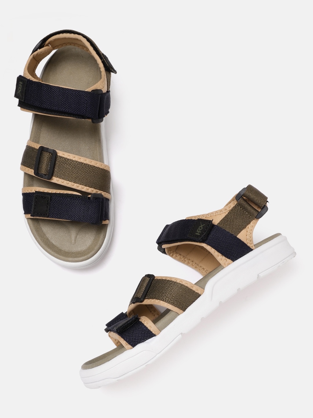 

HRX by Hrithik Roshan Men Navy Blue & Olive Green Hook & Loop Athleisure Sandals