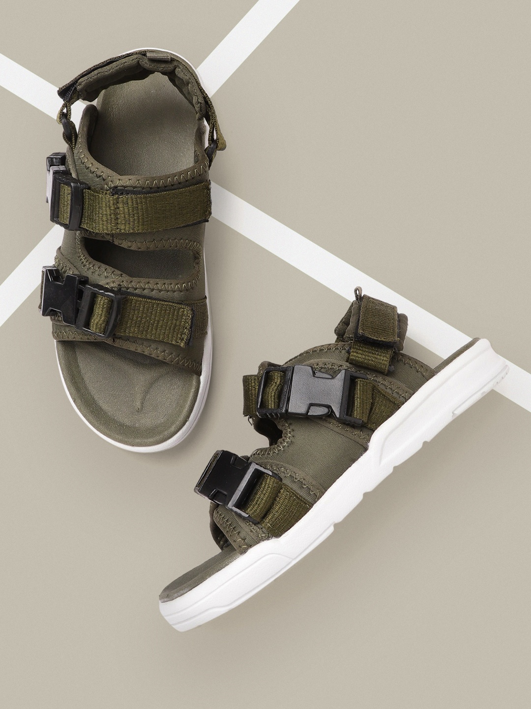 

HRX by Hrithik Roshan Men Olive Green Hook & Loop Athleisure Sandal