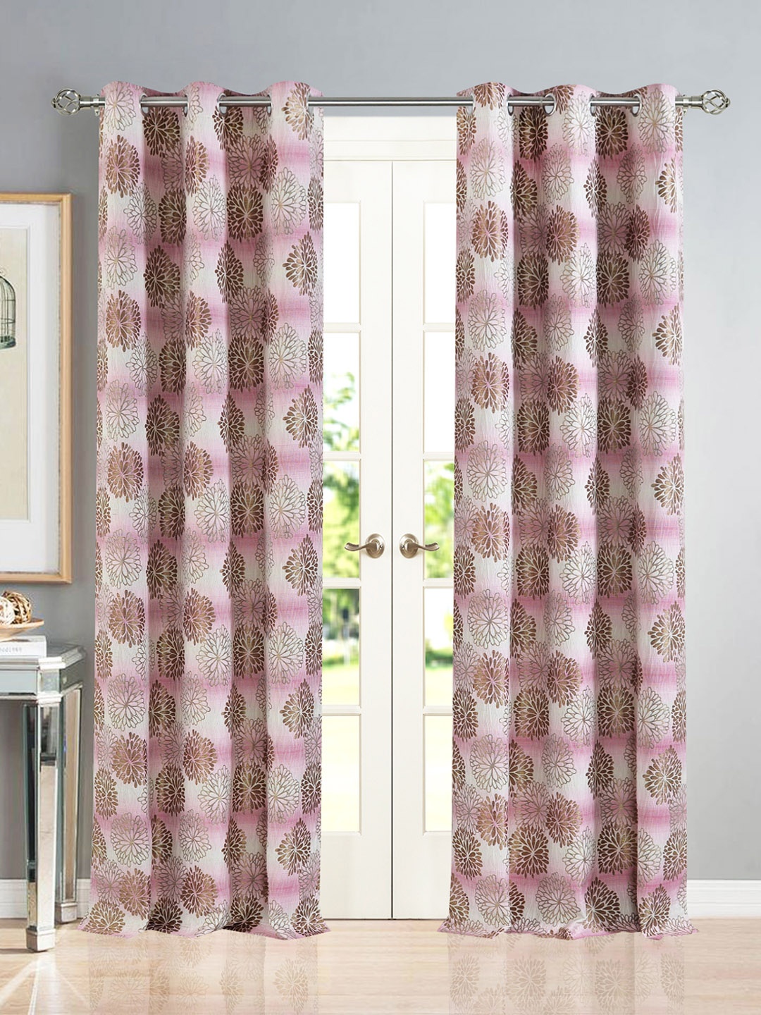 

Deco Window Beige & White Set of 2 Room Darkening Door Curtain