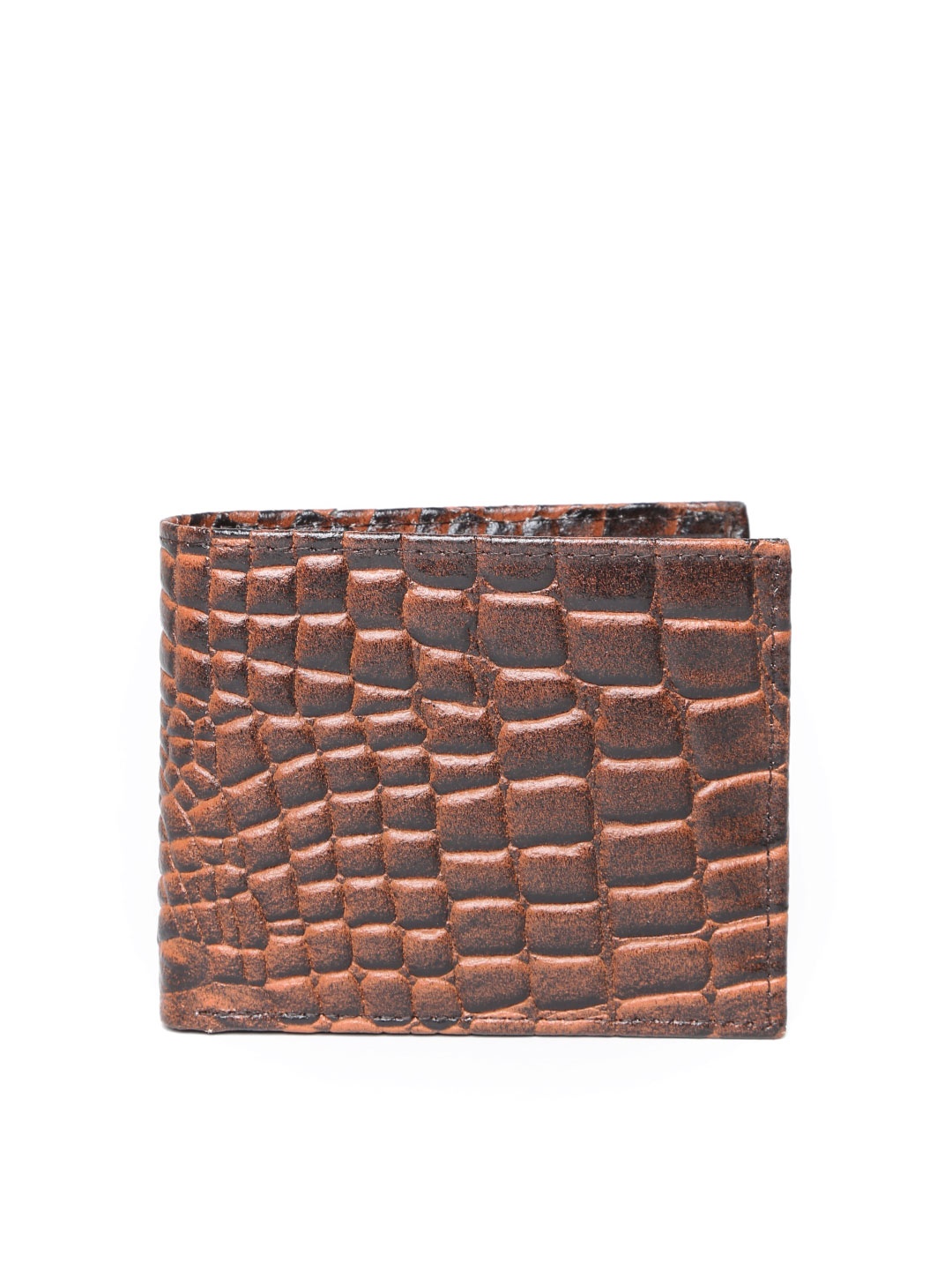 

John Players Men Brown Croc Patterned Genuine Leather Wallet