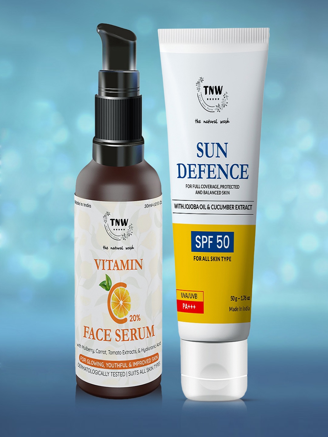 

TNW The Natural Wash Combo of 2 SPF Cream 50 Gm & Vitamin C Face Serum 30 ml, White