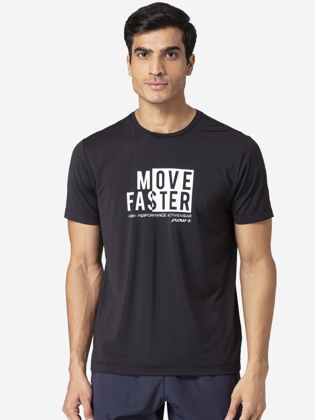 

Red Tape Men Black Typography Printed Slim Fit T-shirt