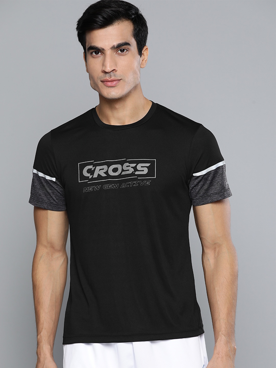 

Alcis Men Black & Grey Typography Printed Slim Fit T-shirt