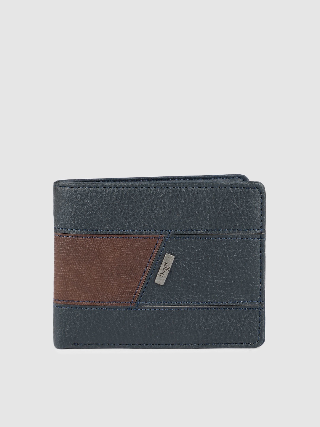 

Baggit Men Blue & Brown Colourblocked GW DYNAMIC ENGLISH Two Fold Wallet