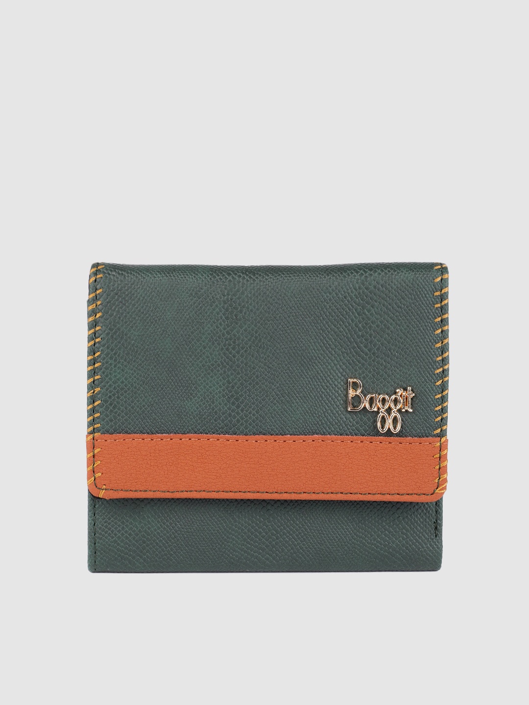 

Baggit Women Green Textured Three Fold Wallet