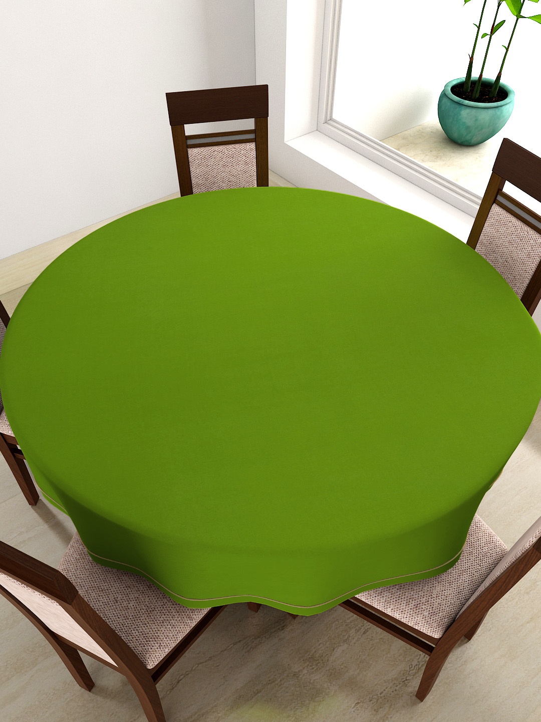 

SWAYAM Green Round 72" Cotton Table Cloth