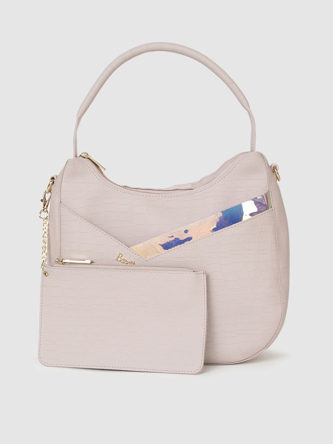 

Baggit Beige Animal Textured Hobo Bag with Pouch