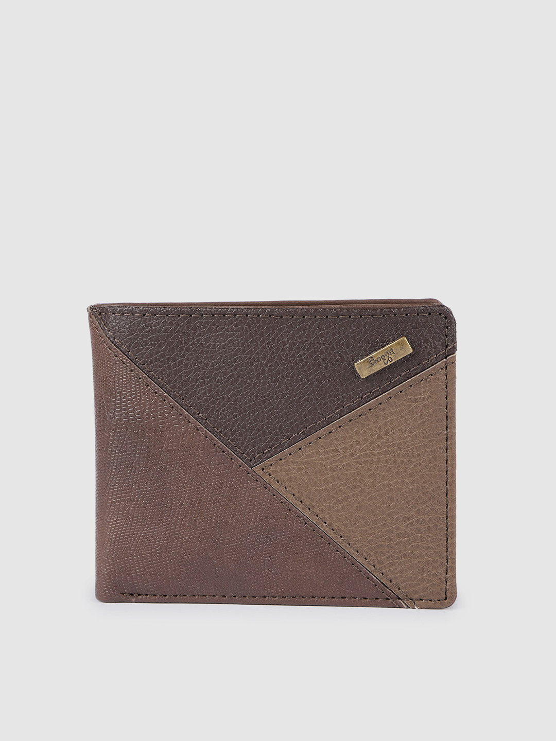 

Baggit Men Brown & Beige Animal Textured Two Fold Wallet