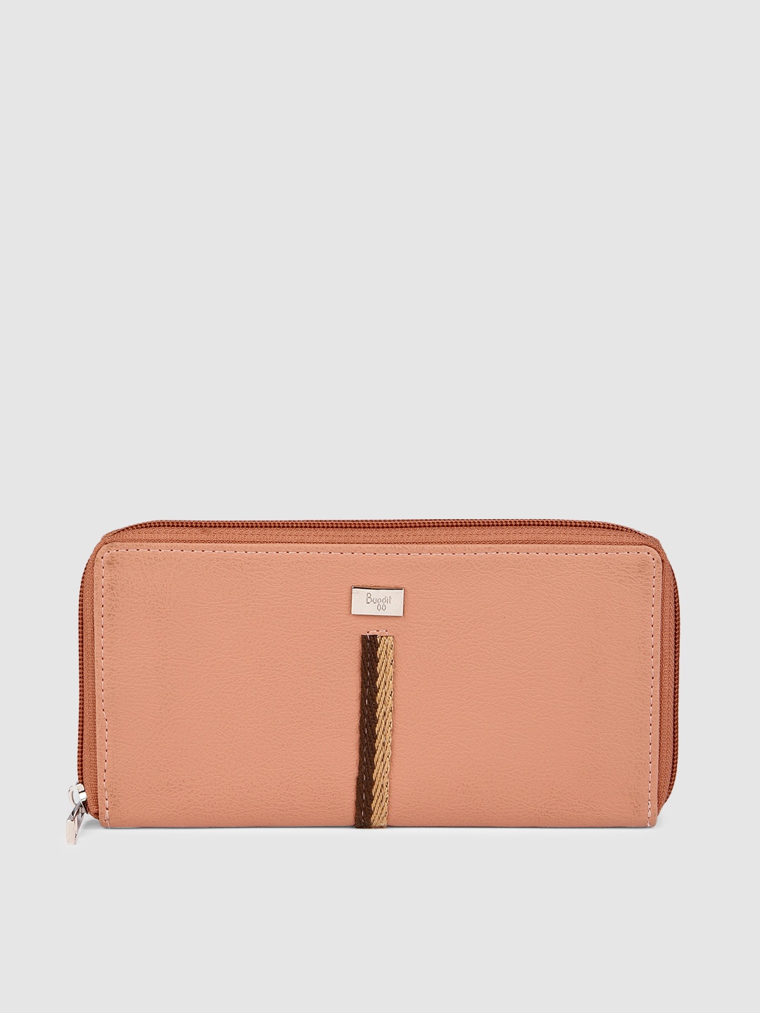 

Baggit Women Peach-Coloured Textured Synthetic Leather Zip Around Wallet