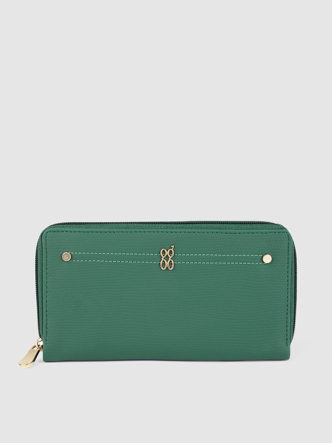 

Baggit Women Green Solid Zip Around Wallet